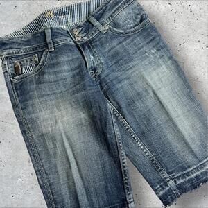 Miss Me Low-Rise‎ Bermuda Distressed Blue Capri Shorts Size 27
